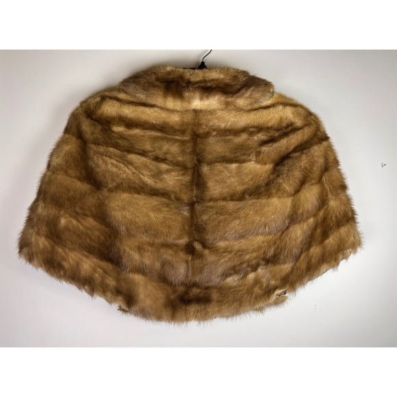Vintage Mink Fur Stole Capelet Brown Luxury Warm Evening Wrap Shawl‎